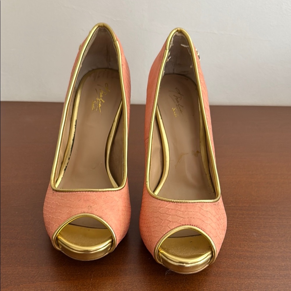 Elegant Pink and Gold High Heels